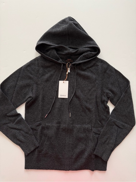 Quince Tops - Quince Women’s Mongolian Cashmere Full-Zip Hoodie In Charcoal size XS